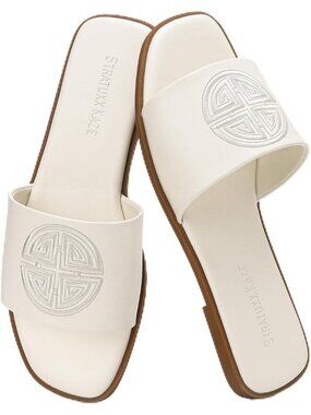 Women's White Foam Comfy Slides Flats Cute Leather Beach Dressy Summer Shoes